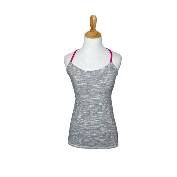 Lululemon Grey Gray Magenta Dancing Warrior Tank Top Athleisure Yoga Running 4 - Picture 1 of 7